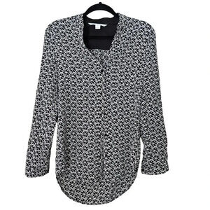 Diane Von Furstenberg Women Top Blouse Silk 0 Black White Career Work